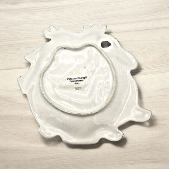 Vintage Fitz & Floyd Christmas Reindeer Canape Plate Cookies Candy Tray 10" Cute - Picture 5 of 11